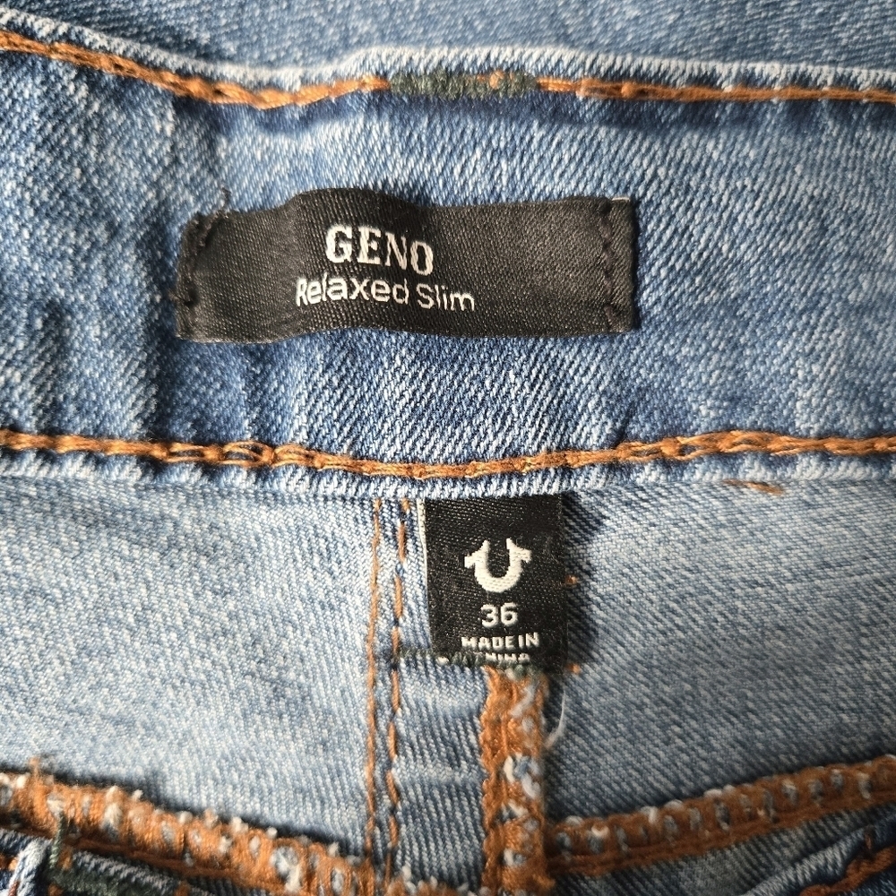 TRUE RELIGION Geno Big T Flap Relaxed Slim Jeans Sz 36 - Picture 8 of 9